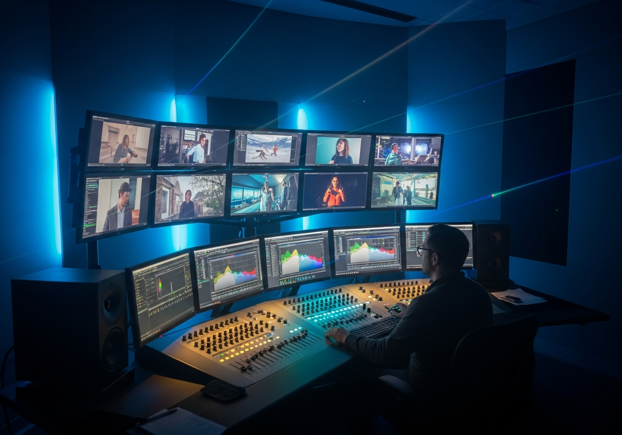 Moonwake colorist grading in the finishing suite